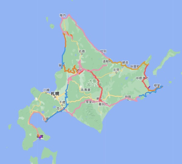 ロングドライブ　北海道　地図