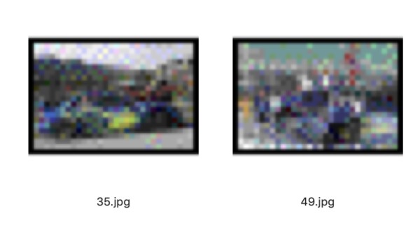 いくつかのファイルのサムネイル画像がモザイクになってて変だ。